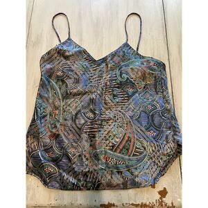 Vtg Kathryn Paisley Jewel Tones Tank Top Y2K Classy Preppy Academia